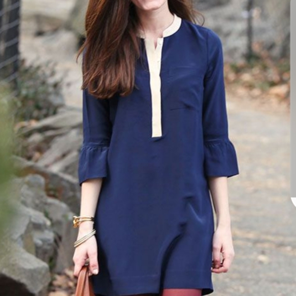 Navy Silk J.Crew Shirt Dress (s10)
